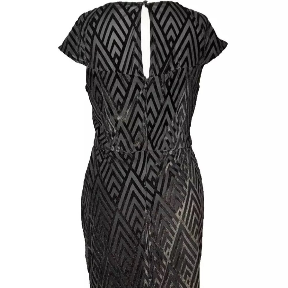Scarlett‎ Dress Black Sparkle Velvet Chevron Overlay Holiday Event New Year 14T - Picture 4 of 10